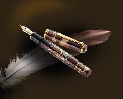 Pelikan maki-e pen, version 1.0.0, with intricate design and feather background
