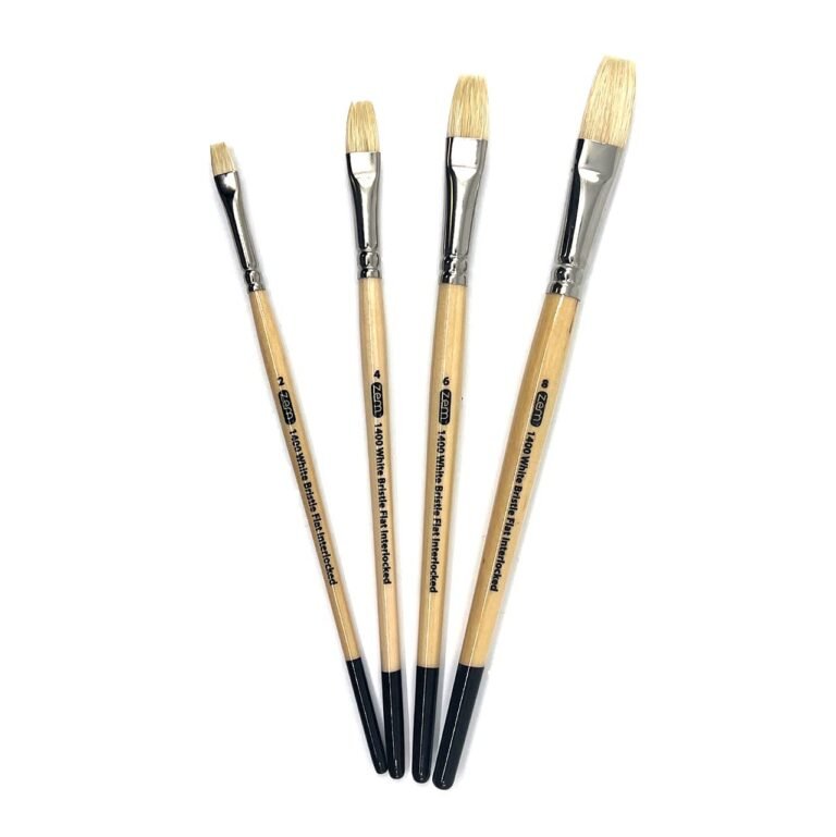 Version 1.0.0: four isabey bristle brushes, ideal for bold painting, arranged on white