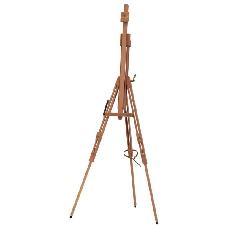 A mabef lyre easel, version 1.0.0, standing on a white background