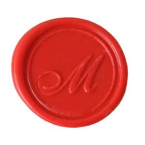 Red wax seal with the letter 'm', perfect for elegant stationery; version 1.0.0