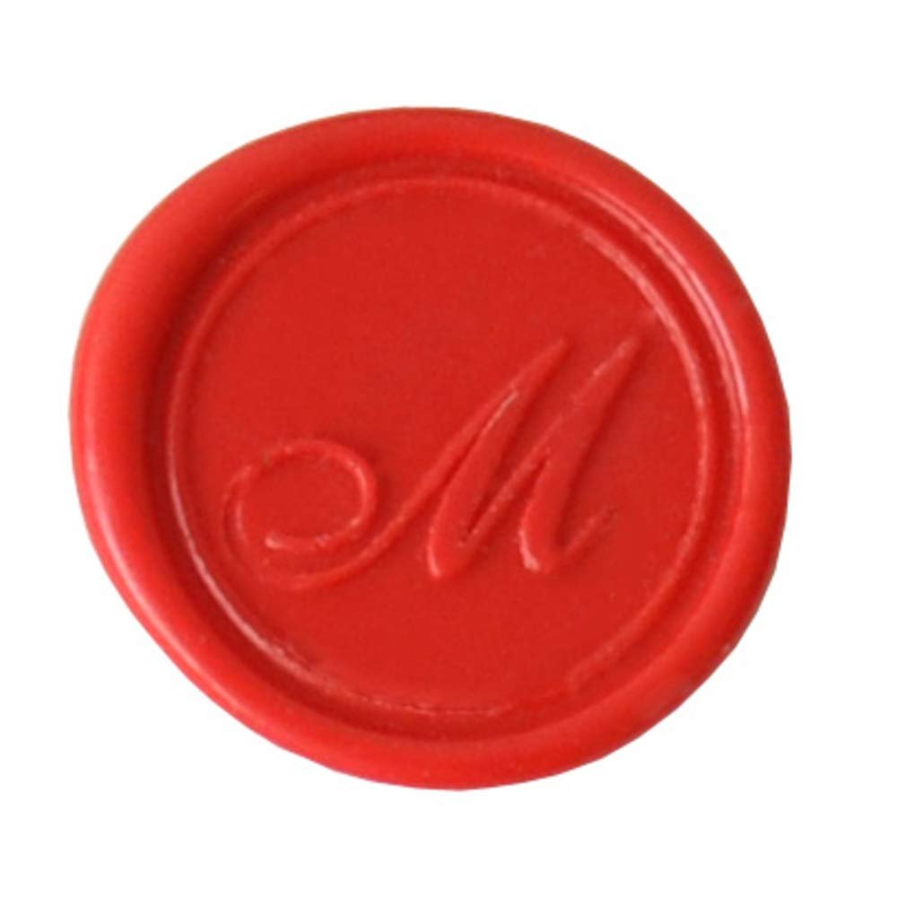 Red wax seal with the letter 'm', perfect for elegant stationery; version 1.0.0