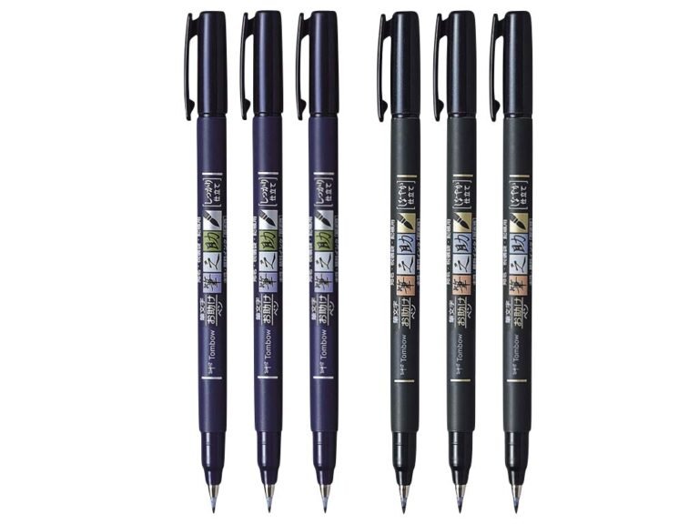 Version 1.0.0: six tombow fudenosuke brush pens, ideal for calligraphy and creative guides