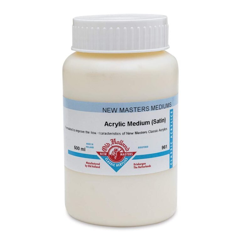 Version 1.0.0: old holland new masters acrylic medium (satin) bottle, 500ml