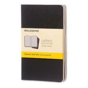 Moleskine cahier journals set of three, squared, for creative writing and imagination