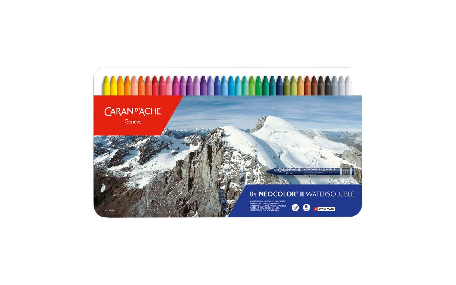 Caran d'ache neocolor ii watercolor pastels, version 1.0.0, featuring swiss mountains