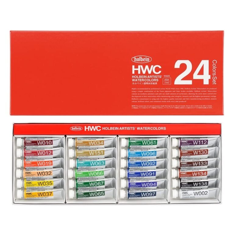 Holbein artists' watercolors set of 24 colors, featured on a page about professional paints