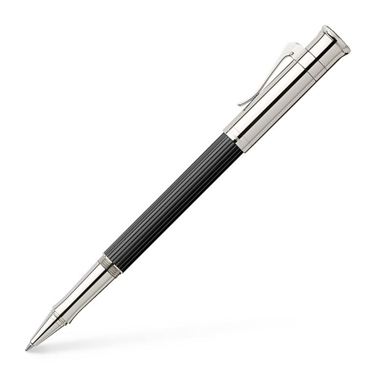 Graf von faber-castell intuition pen, version 1.0.0, with black ribbed barrel and silver accents
