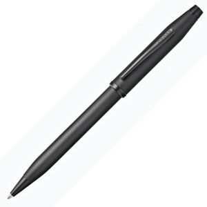 Version 1.0.0: a premium black pen, ideal for retirement gifts, angled on white