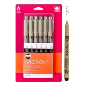 Version 1.0.0: pack of six sakura pigma micron pens, ideal for fine detail drawing
