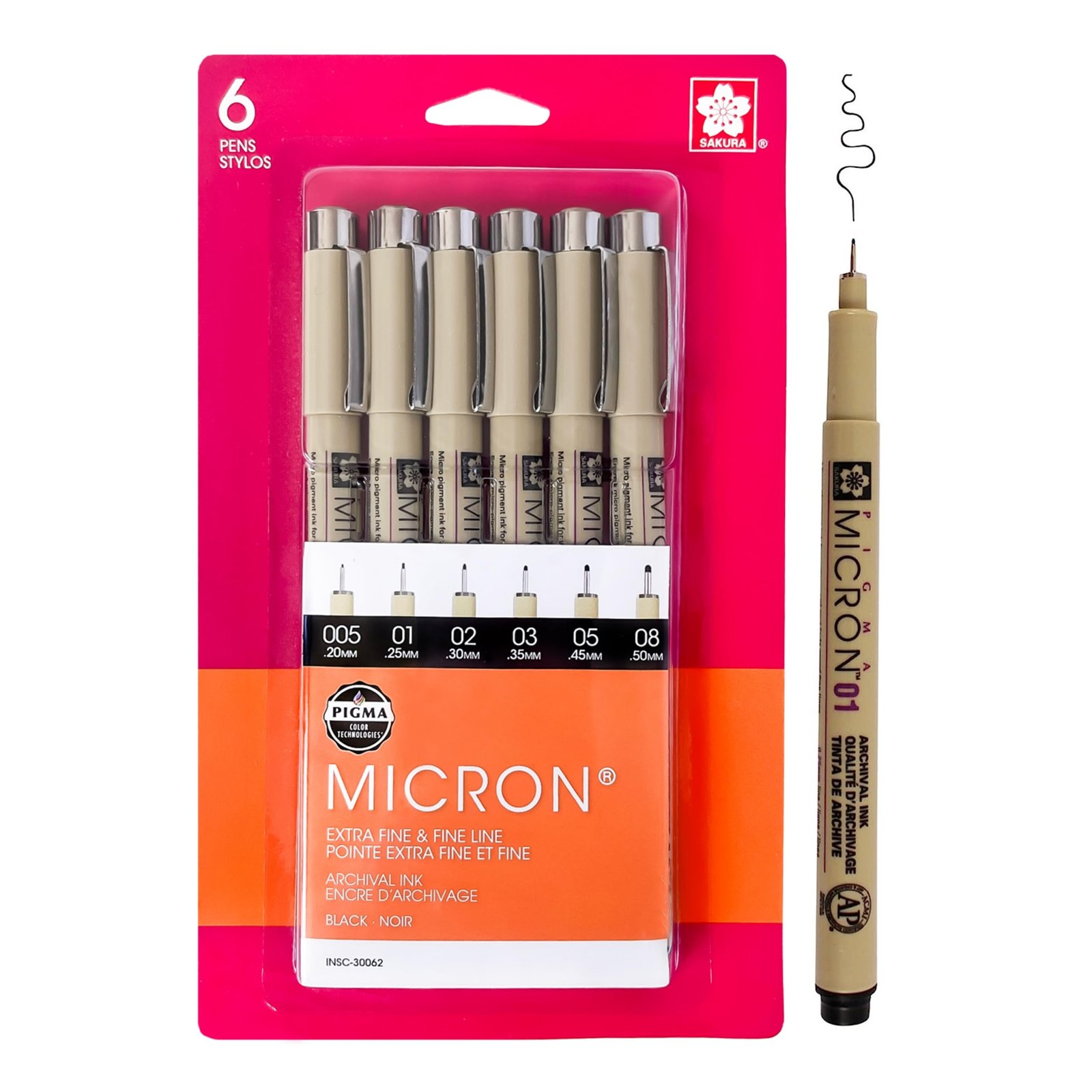 Version 1.0.0: pack of six sakura pigma micron pens, ideal for fine detail drawing