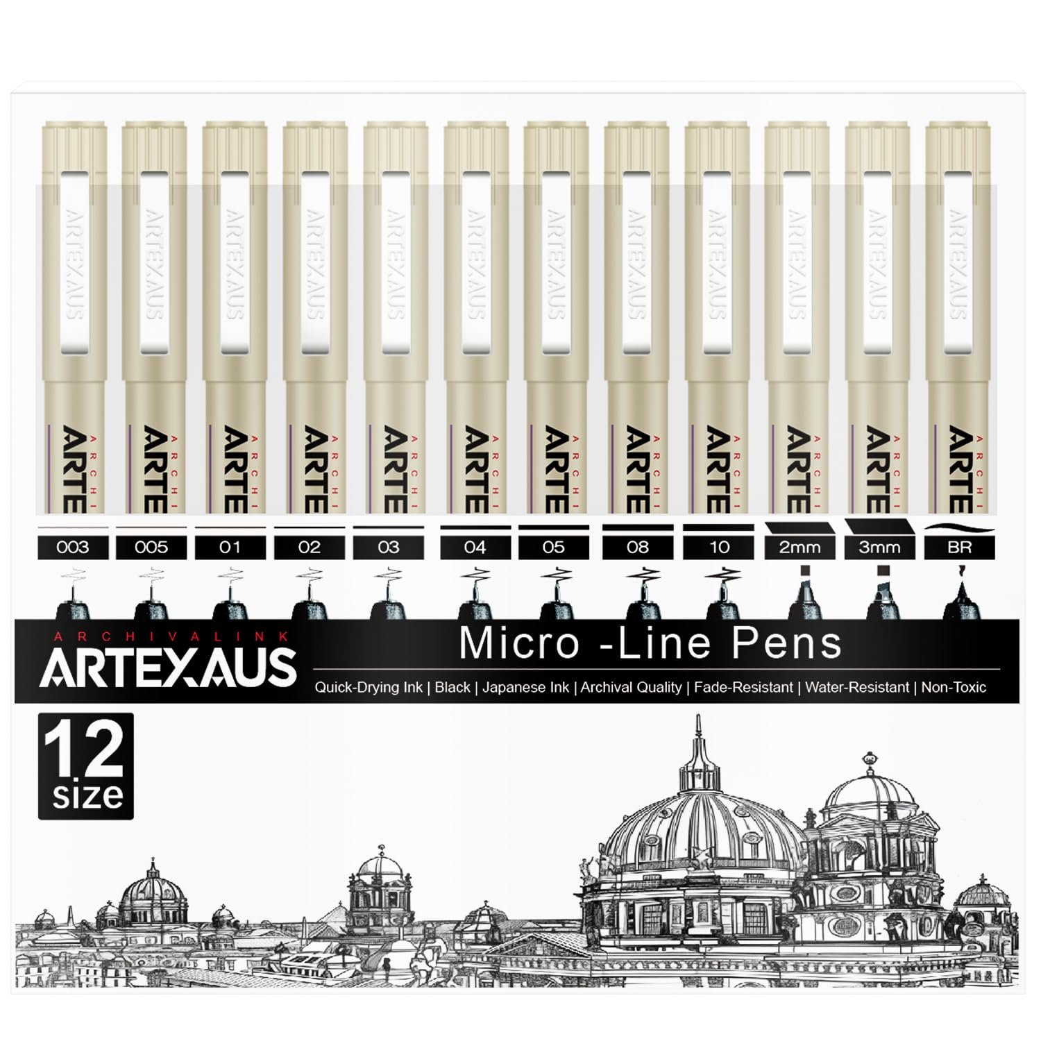 Version 1.0.0: a set of artex.aus micro-line pens, ideal for artists and illustrators
