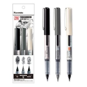 Kuretake zig fudegokochi brush pens, version 1.0.0, for calligraphy, in a 3-piece set