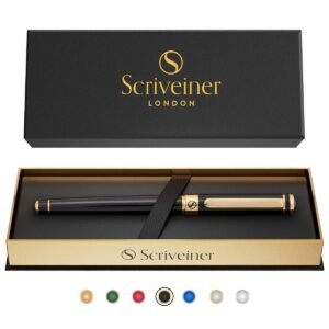 Elegant scriveiner pen in its box, featured on a page about writing instruments