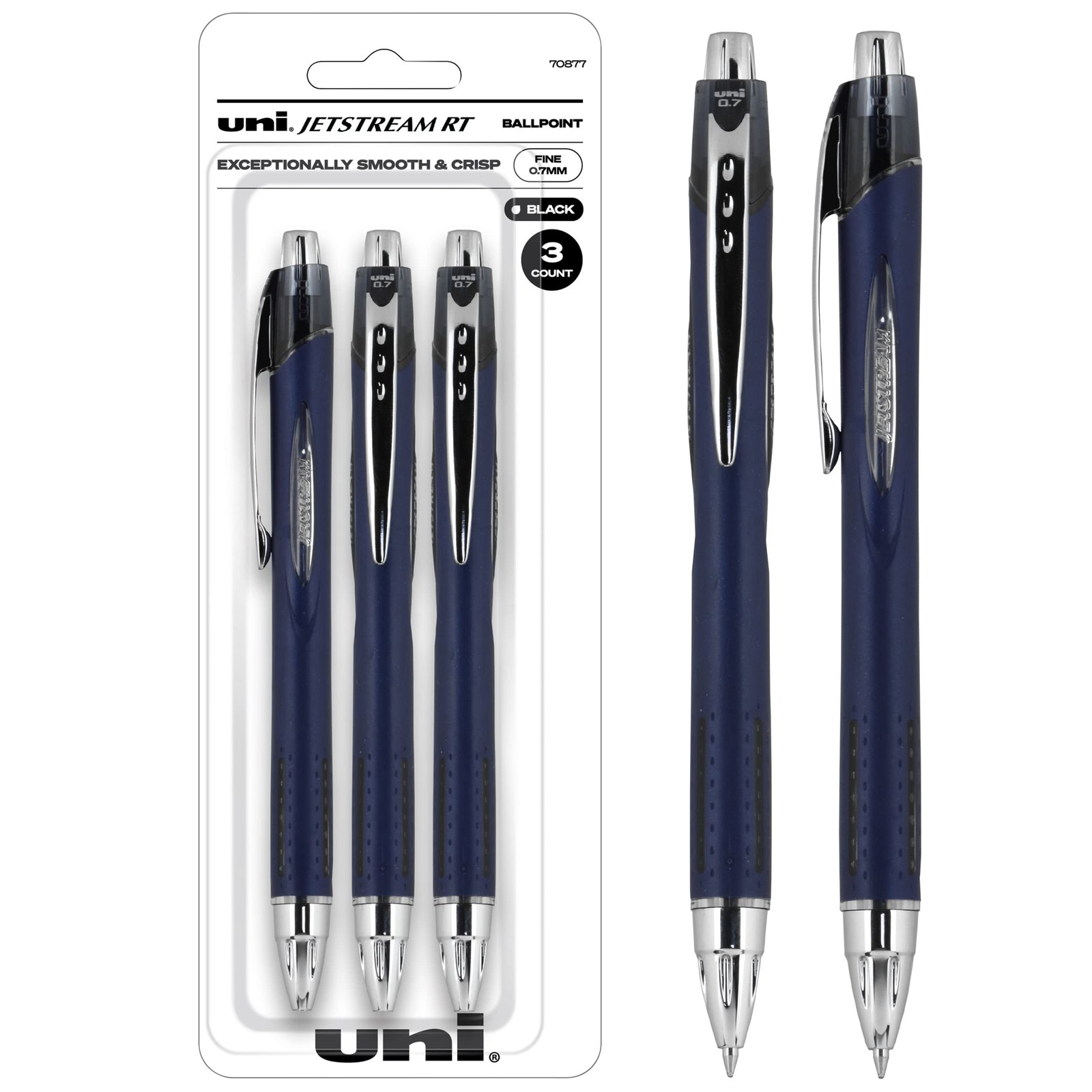 Version 1.0.0: packaged uni-ball jetstream rt ballpoint pens, black ink, 0.7mm fine