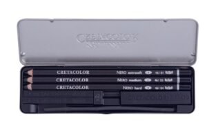 Cretacolor nero pencils in a metal case, perfect for fine detail work