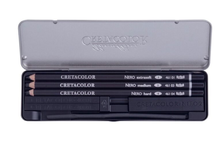 Cretacolor nero pencils in a metal case, perfect for fine detail work