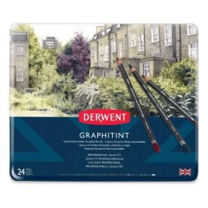 Derwent graphitint pencils with a cityscape background, version 1.0.0, for unique drawing effects