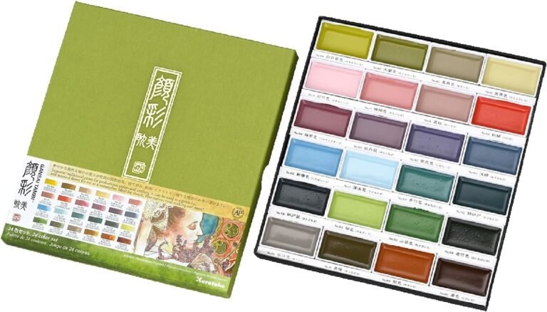 Kuretake gansai tambi watercolor set, 24 colors, ideal for japanese art and illustration