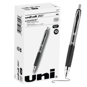 Uniball 207 gel pen, black ink, medium 0.7mm, version 1.0.0, on a white background