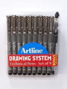 Artline drawing system technical pens, a set of nine, perfect for architects and designers