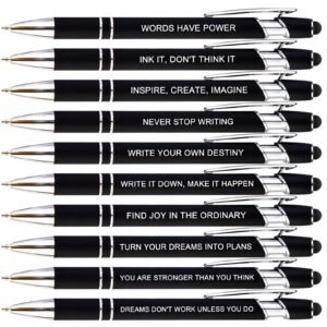 Ten black pens with motivational quotes, perfect for entrepreneurs and start-up founders