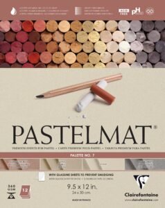 Clairefontaine pastelmat paper with pastels, pencil, and color swatches; version 1.0.0