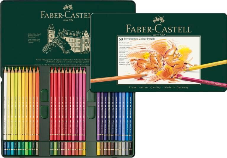 Faber-castell polychromos colored pencils, version 1.0.0, presented in a metal tin