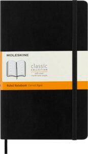 A moleskine classic notebook, black, for timeless writing and creative expression