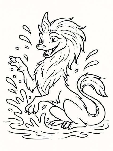 Line art coloring page of raya and the last dragon's sisu dragon character
