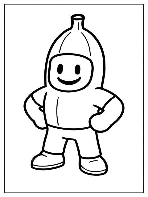 Coloring page of a stumble guys character, ready to be colored