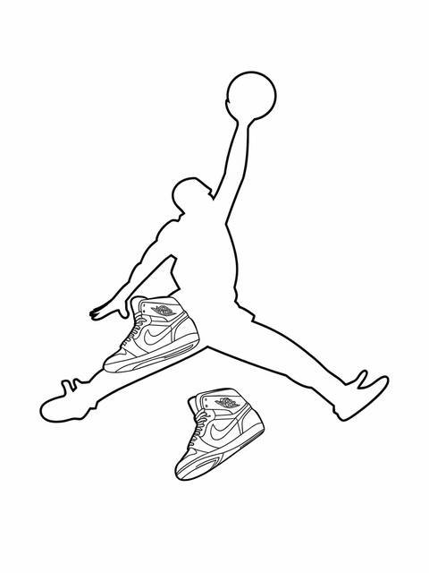 Air jordan silhouette of a basketball player with a basketball and sneakers