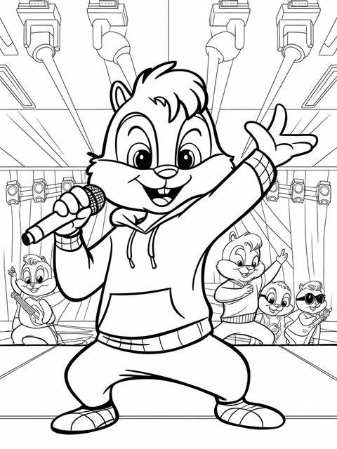 Alvin from alvin and the chipmunks singing on stage with his bandmates