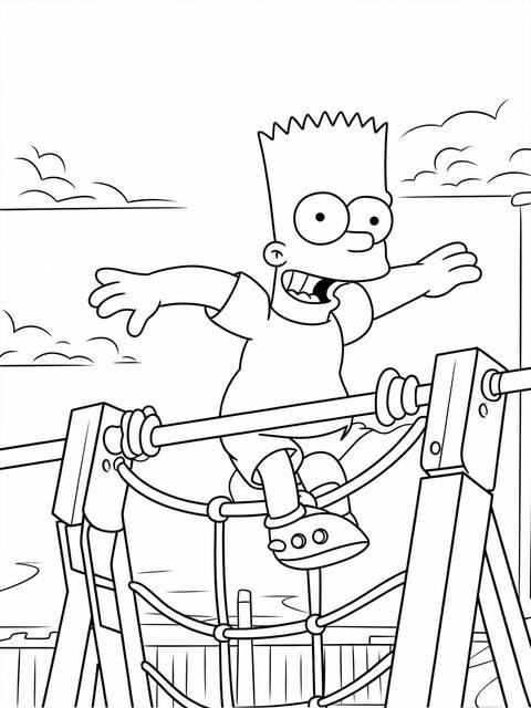 Bart simpson on playground equipment, from a coloring page cover