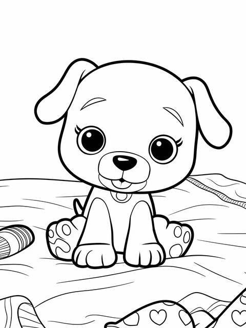 Coloring page of a beanie boo dog with floppy ears, ready for color