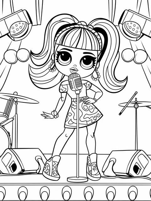 Bratz doll posing with a microphone, ready to perform on stage