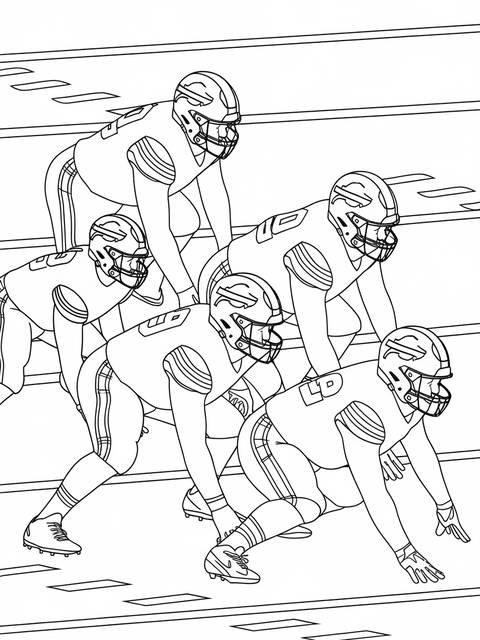 Buffalo bills football players in a play diagram, ready to start a football game