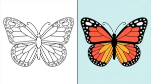 Butterfly coloring page featuring a monarch butterfly design, ready to color