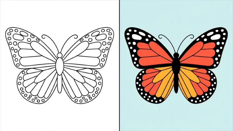 Butterfly coloring page featuring a monarch butterfly design, ready to color
