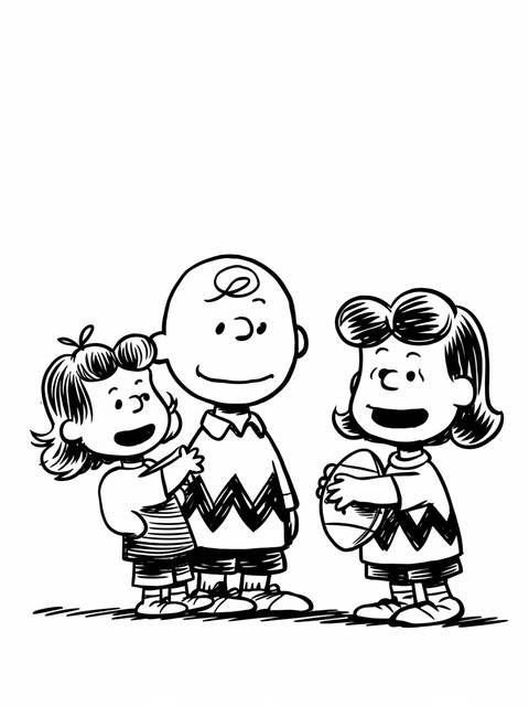 Charlie brown with peppermint patty and marci, from the peanuts comic strip