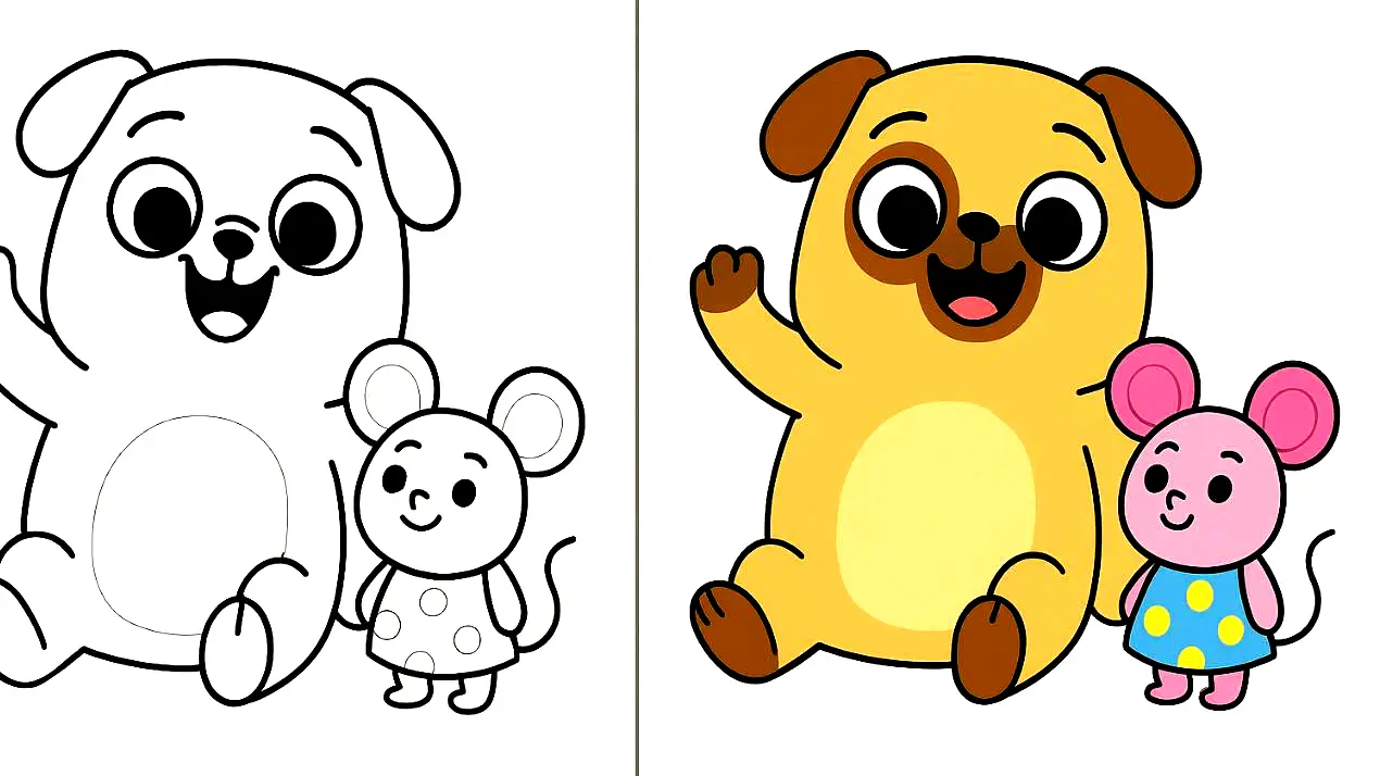 Chip the dog and potato the mouse coloring page, from chip and potato