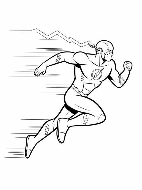Line art of the flash running at super speed, a dc comics superhero