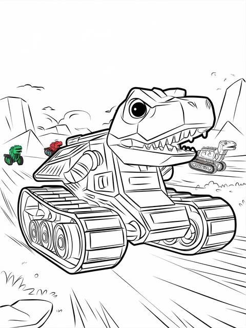 Dinotrux character ton ton coloring page, a large dinosaur-like vehicle
