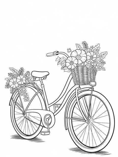 Vintage bicycle adorned with flowers, ready for a stylish fashion cover
