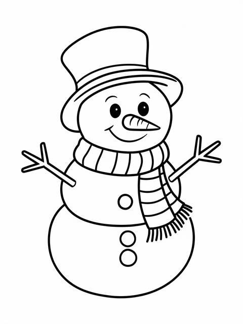 A cheerful snowman wearing a scarf and top hat, ready for february fun