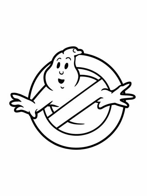 The iconic ghostbusters logo featuring the ghost within a circle with a slash