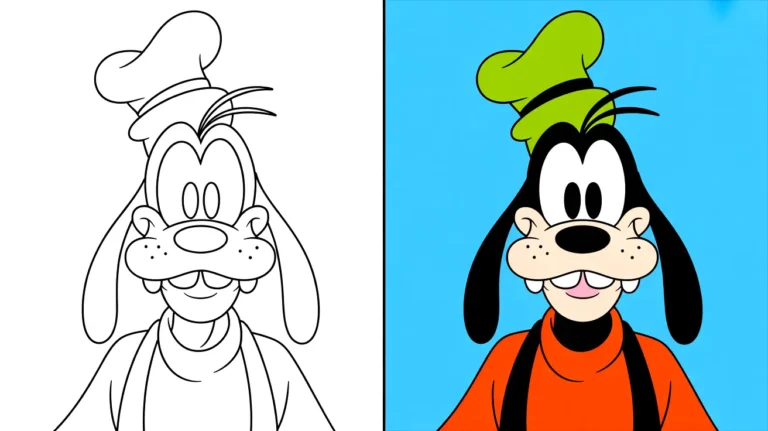 Goofy coloring page: a smiling goofy character, ready for coloring fun