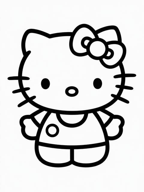 Hello kitty coloring page: a simple outline of the iconic character