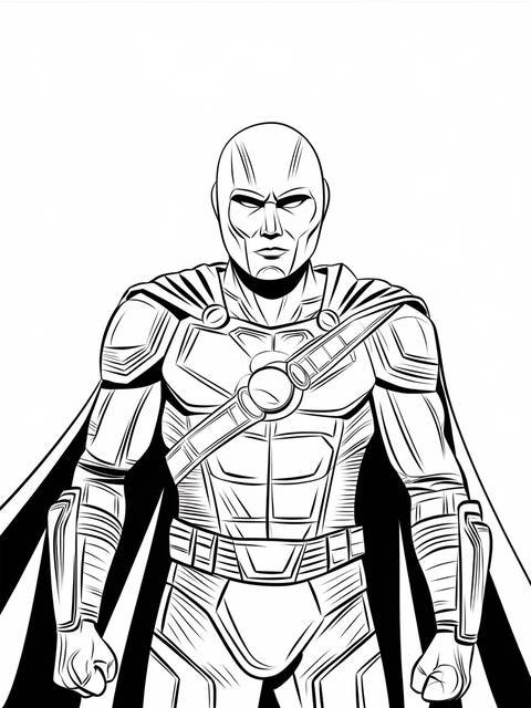 Martian manhunter from justice league, in a detailed black and white drawing