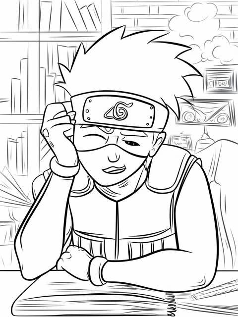 Kakashi from naruto in a humorous moment, leaning on his hand, winking
