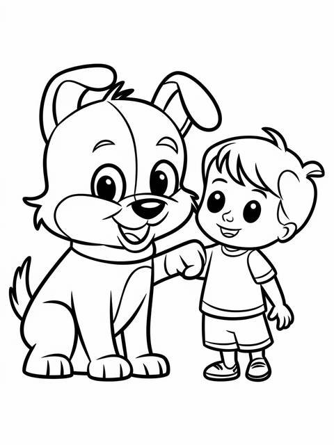 Kindness: a cute smiling dog giving a paw to a child in a friendly gesture